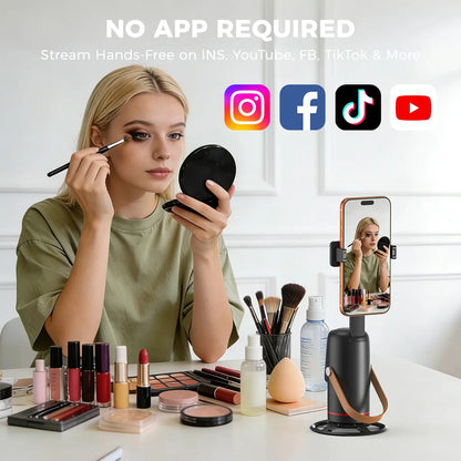Smart Auto Face Tracking Tripod with Gesture Control - 360° Rotating Phone Mount for Live Streaming, Vlogging, and Selfies