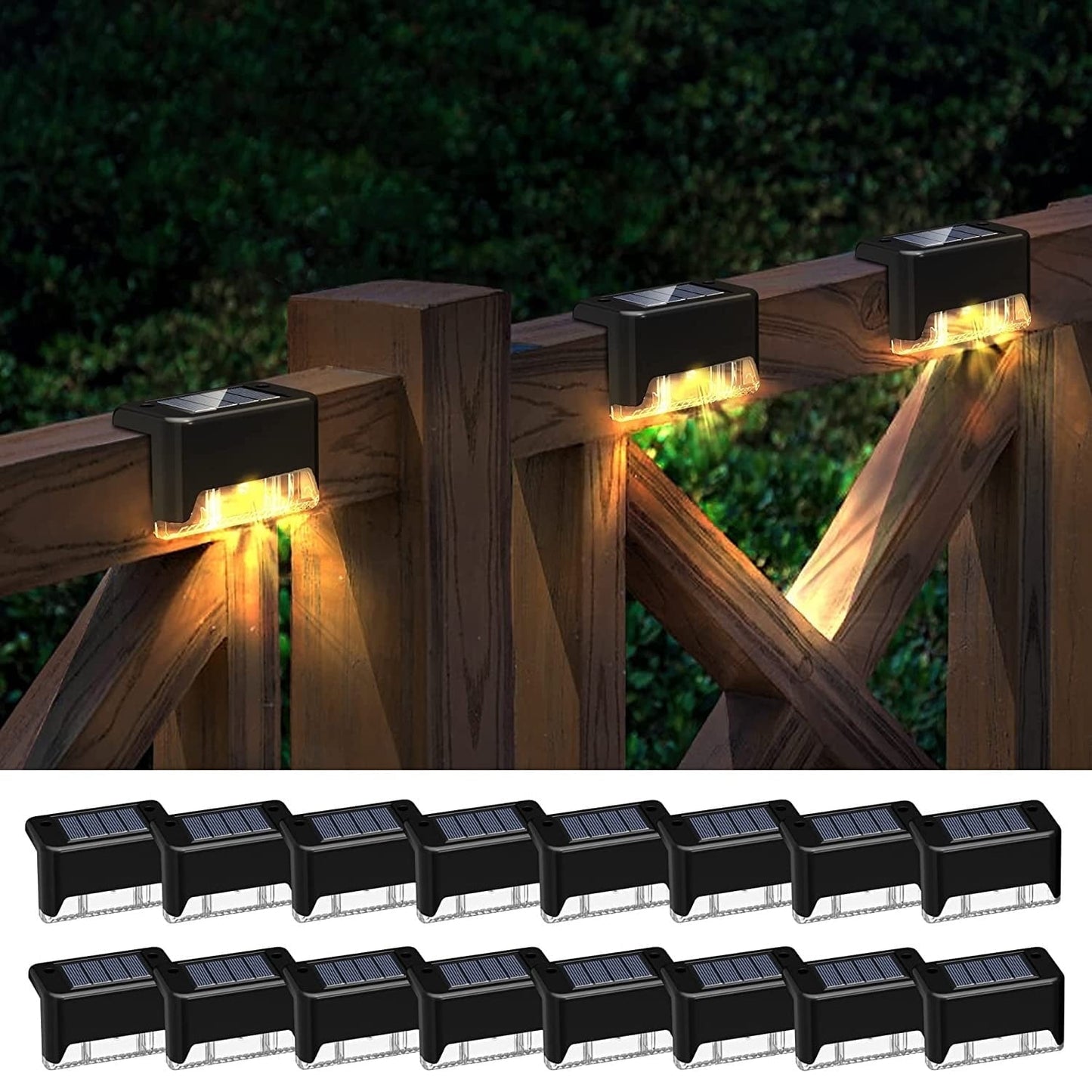 Illuminate Your Outdoors with  12-Pack Waterproof Solar Deck Lights - Perfect for Steps, Railings, Fences, and Holiday Decor (Warm White)