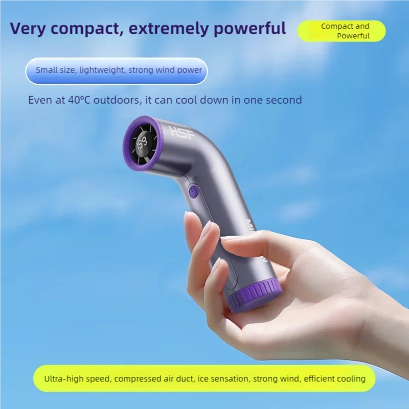 TINSOL 4000Mah Handheld Mini Fan 199 Speed Turbo Digital Display Infinitely Variable Speed Outdoor Portable Fan USB Charging
