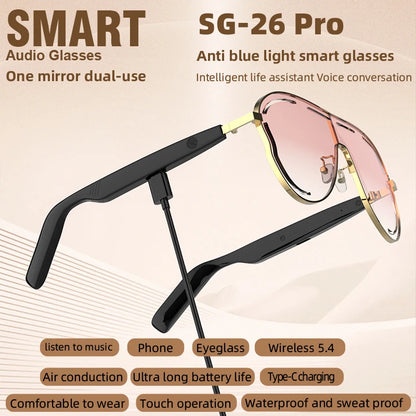 New Men'S Smart Glasses Women'S Bluetooth Sports Glasses Voice Call Control Music UV Polarized Sunglasses Driving Glasses F06 07
