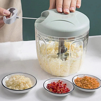 Effortless Kitchen Chopper: 500/900ML Manual Vegetable & Onion Cutter, Meat Mincer, and Garlic Press
