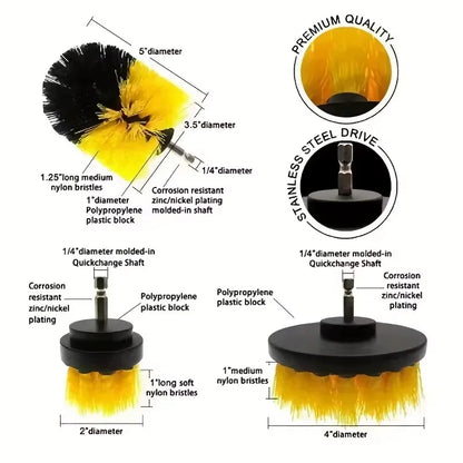 Electric Drill Cleaning Brush 3IN1 Set – Heavy-Duty Scrub Brushes for Effortless Household & Workshop Cleaning on All Surfaces