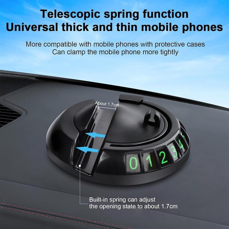 Multifunction Car Anti-Slip Mat, Car Dashboard Mobile Phone Holder, Auto Universal Rotatable anti Skid with Temporary Parking Number