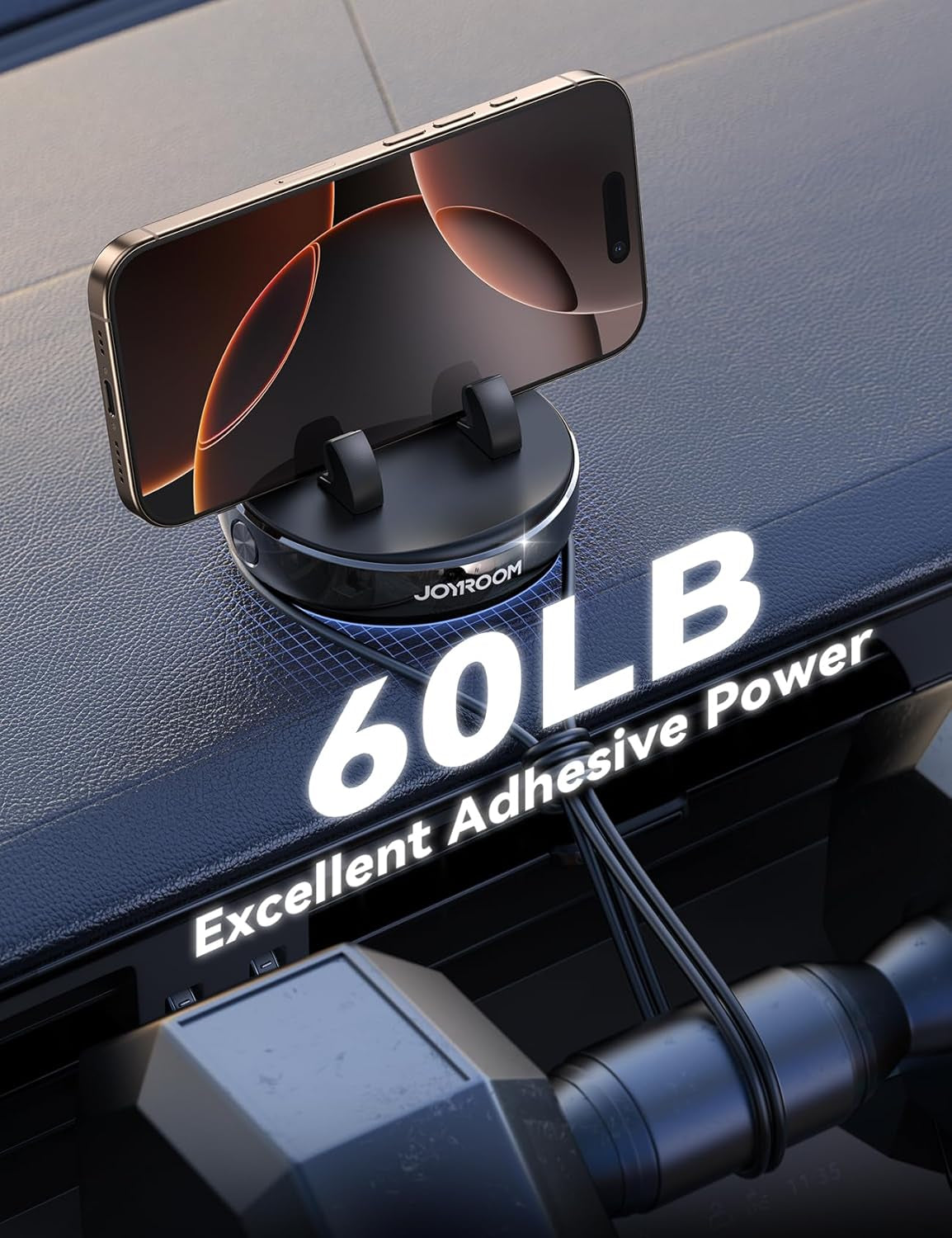 360° Adjustable Car Phone Holder - Anti-Glare Dashboard Stand for Smartphones & GPS, Slip-Free Spring Snap Design