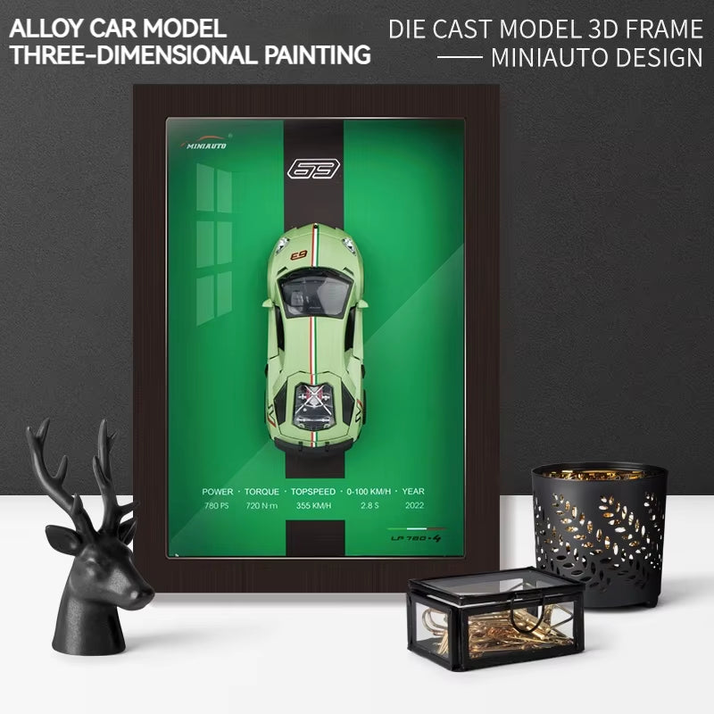 1:32 Photo Frame Version Alloy Metal Sports Car Model Simulation 3D Racing Car 