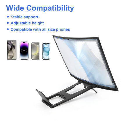 12" 3D HD Curved Screen Magnifier for Mobile Phones - Video Amplifier Stand