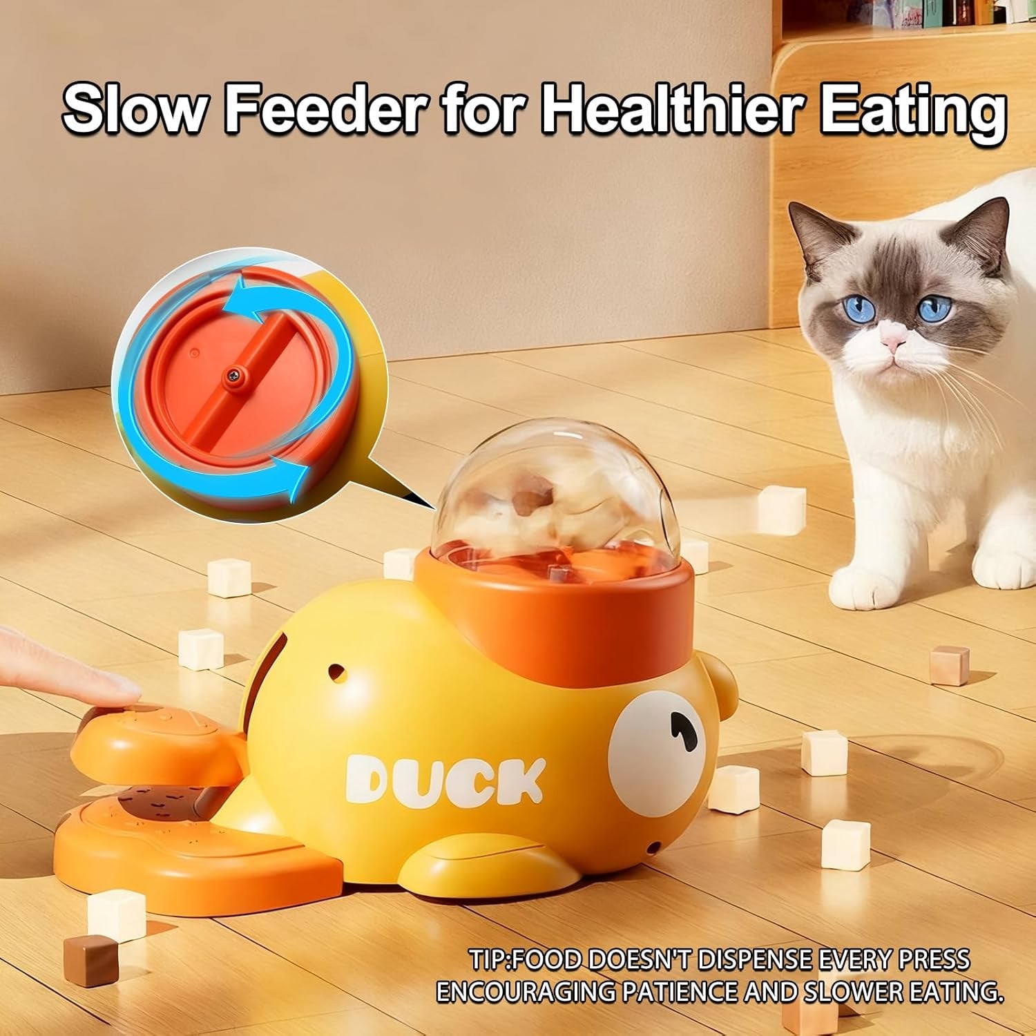 Engaging Duck-Shaped Interactive Dog and Cat Treat Dispenser - Fun Food Puzzle Slow Feeder for IQ Training and Exercise