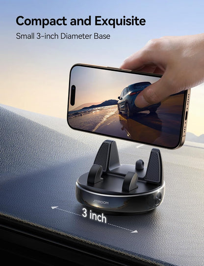 360° Adjustable Car Phone Holder - Anti-Glare Dashboard Stand for Smartphones & GPS, Slip-Free Spring Snap Design