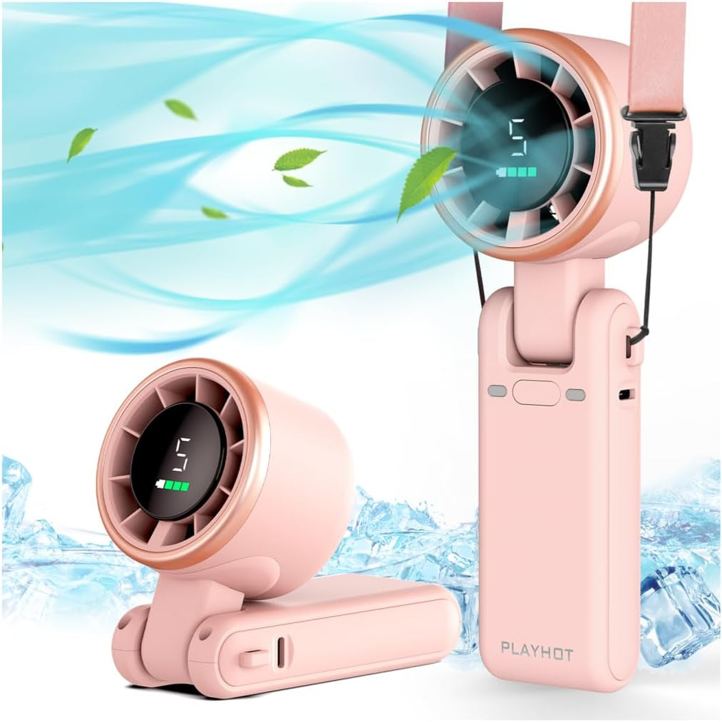 3-in-1 Portable Handheld Turbo Fan - 5 Speed, Battery Operated, 12 Hours of Cooling Power for Outdoor Activities, Travel & Beach (Black)