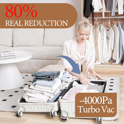 Vacuum Storage Bags with Cordless Air Pump - 10 Pack for Travel & Home, Includes 2 Large, 4 Medium, & 4 Small Bags for Clothes & Blankets