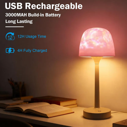 Cordless Waterproof Shower Lamp - Rechargeable 16 Color Ocean Wave Projector with Touch & Remote Control - Spa-Like Mood Light for Bathtub and Shower