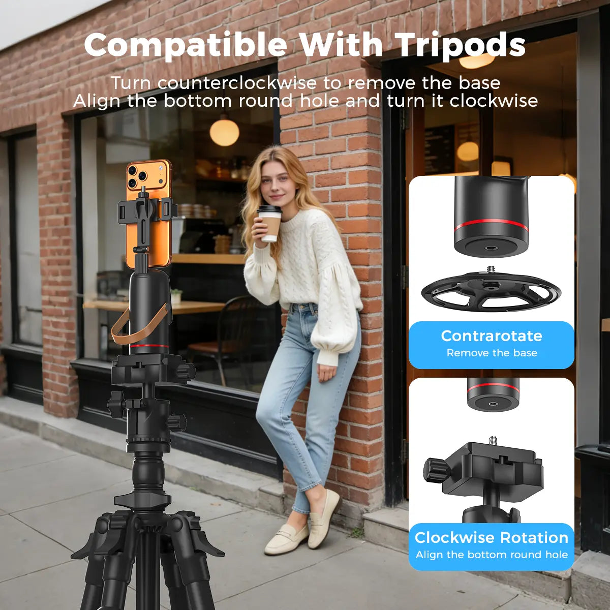 Smart Auto Face Tracking Tripod with Gesture Control - 360° Rotating Phone Mount for Live Streaming, Vlogging, and Selfies